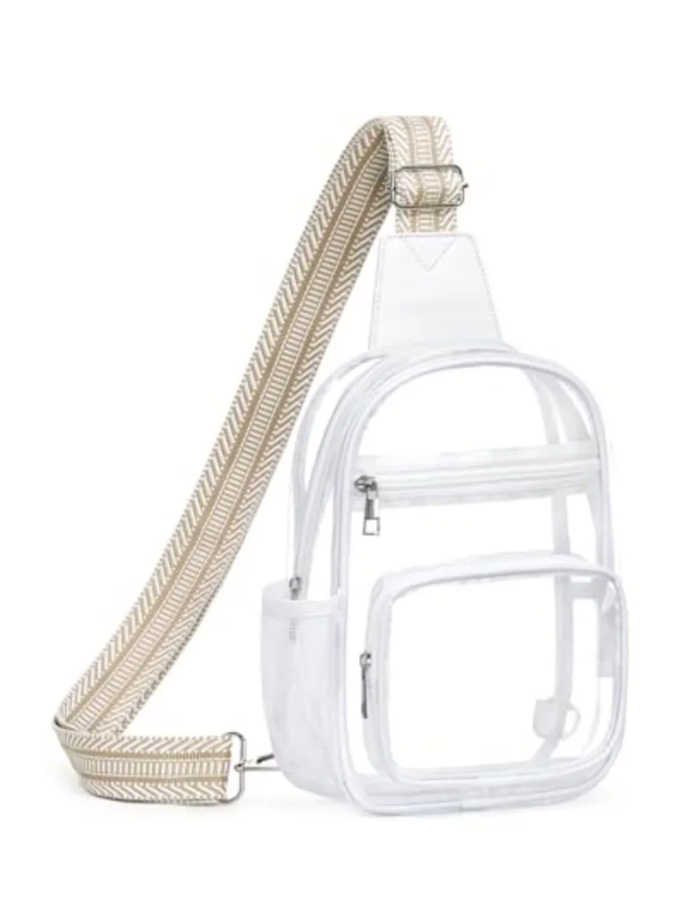 Clear Crossbody Sling Bag Stadium Approved PVC Waterproof Adjustable Strap